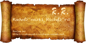 Radvánszki Richárd névjegykártya